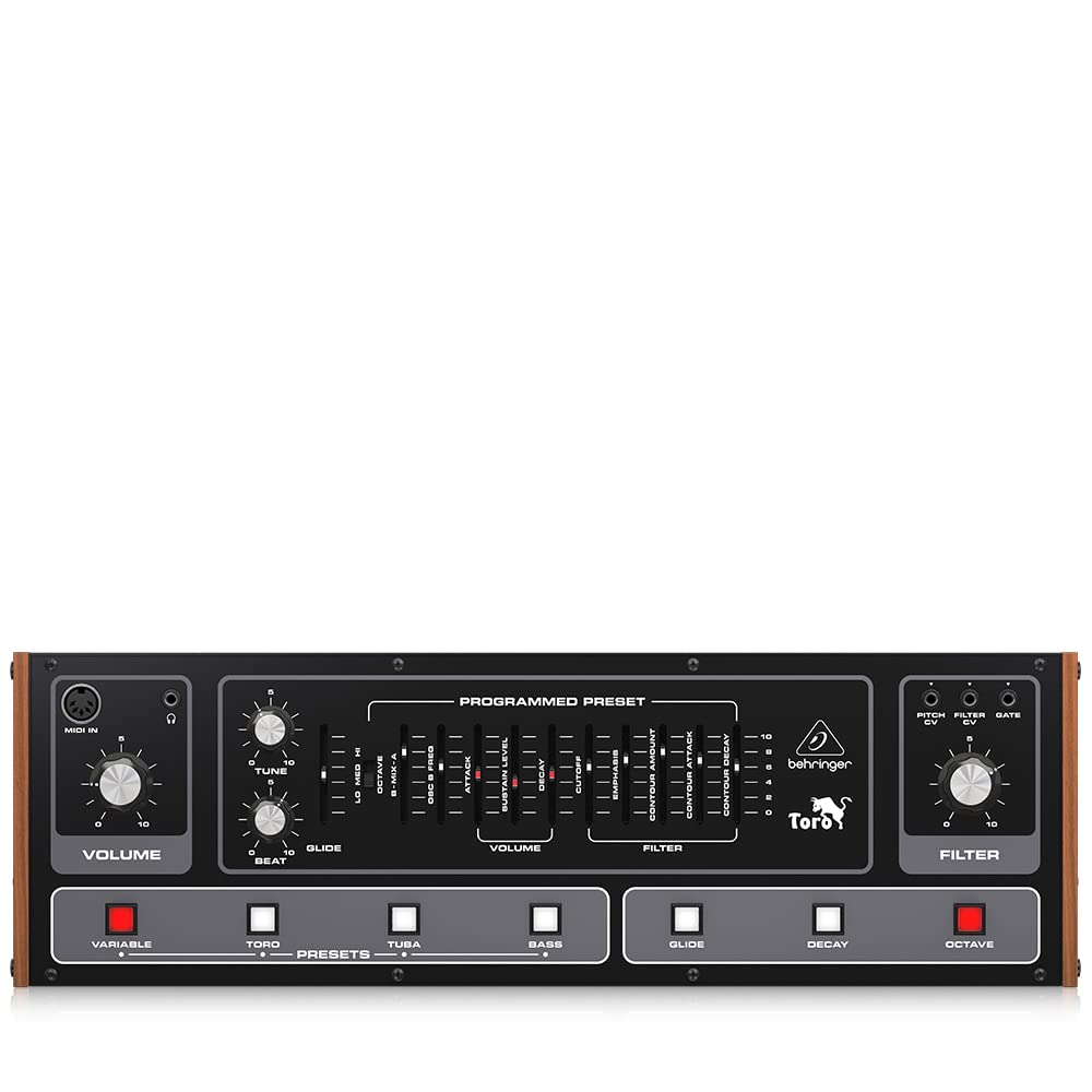 Behringer TORO Classic Analog Bass Synthesizer with 2 VCOs, Ladder Filter and Presets in Eurorack format