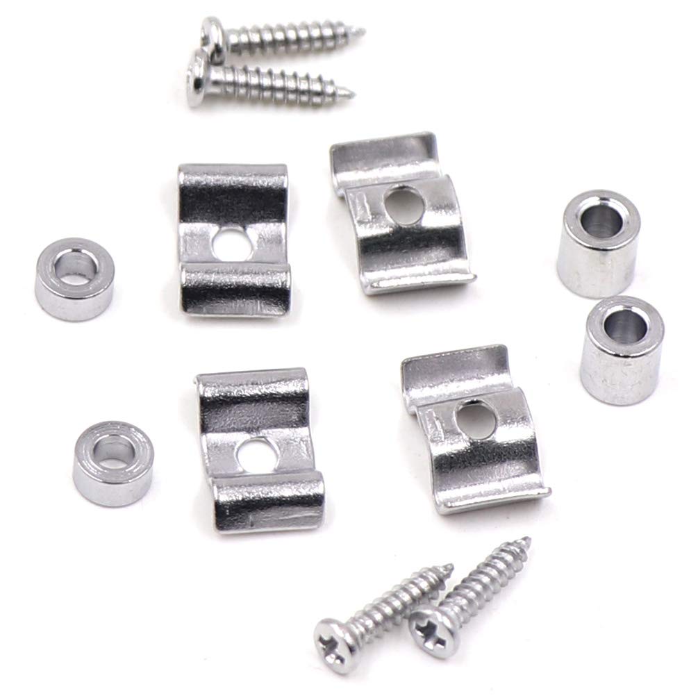 DISENS Guitar String Trees Guide Retainer Body Custom with Mounting Screws Electric Guitar Bass Replacement Parts Chrome Pack of