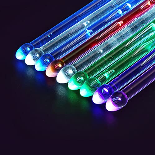 Rechargeable 15 Color Changing LED Light Up Drum Sticks With Storage Bag, Glow In The Dark Drumsticks, Drummer Gifts Glow Plasti