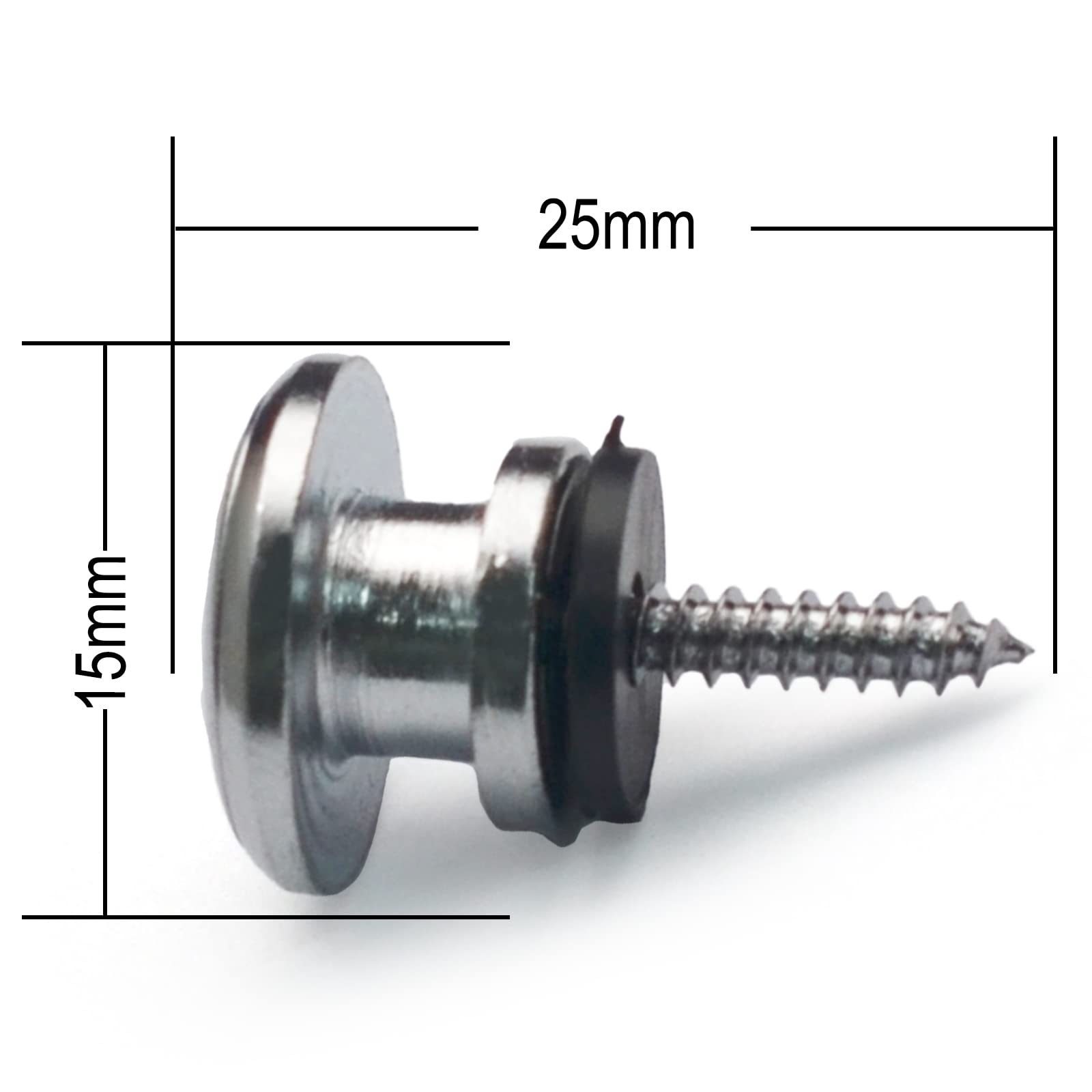 MAXCHEER 2PCS Mushroom Style Guitar Ukulele Bass Strap Lock Lock Metal Music Parts (Chrome)