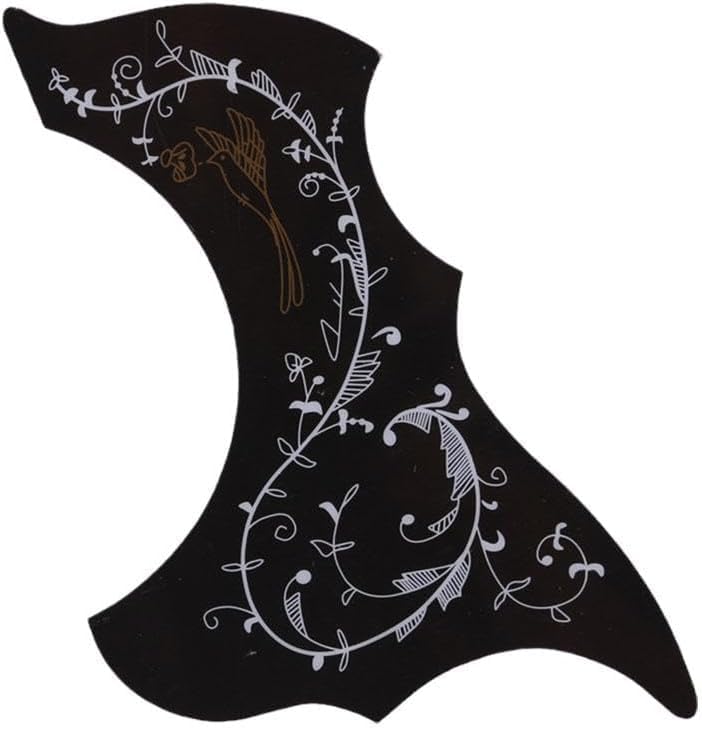 Black Self Adhesive Acoustic Guitar Pickguard Pick Guards Scratch Plate,Hummingbird and Water Shaped Self Adhesive, Cool Guitar 