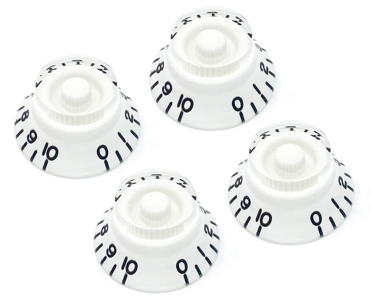 Vintage Forge White Top Hat Bell Knobs Compatible With Gibson Les Paul Electric Guitar (Set Of 4) Fits 24 Fine-Spline Usa (Imper