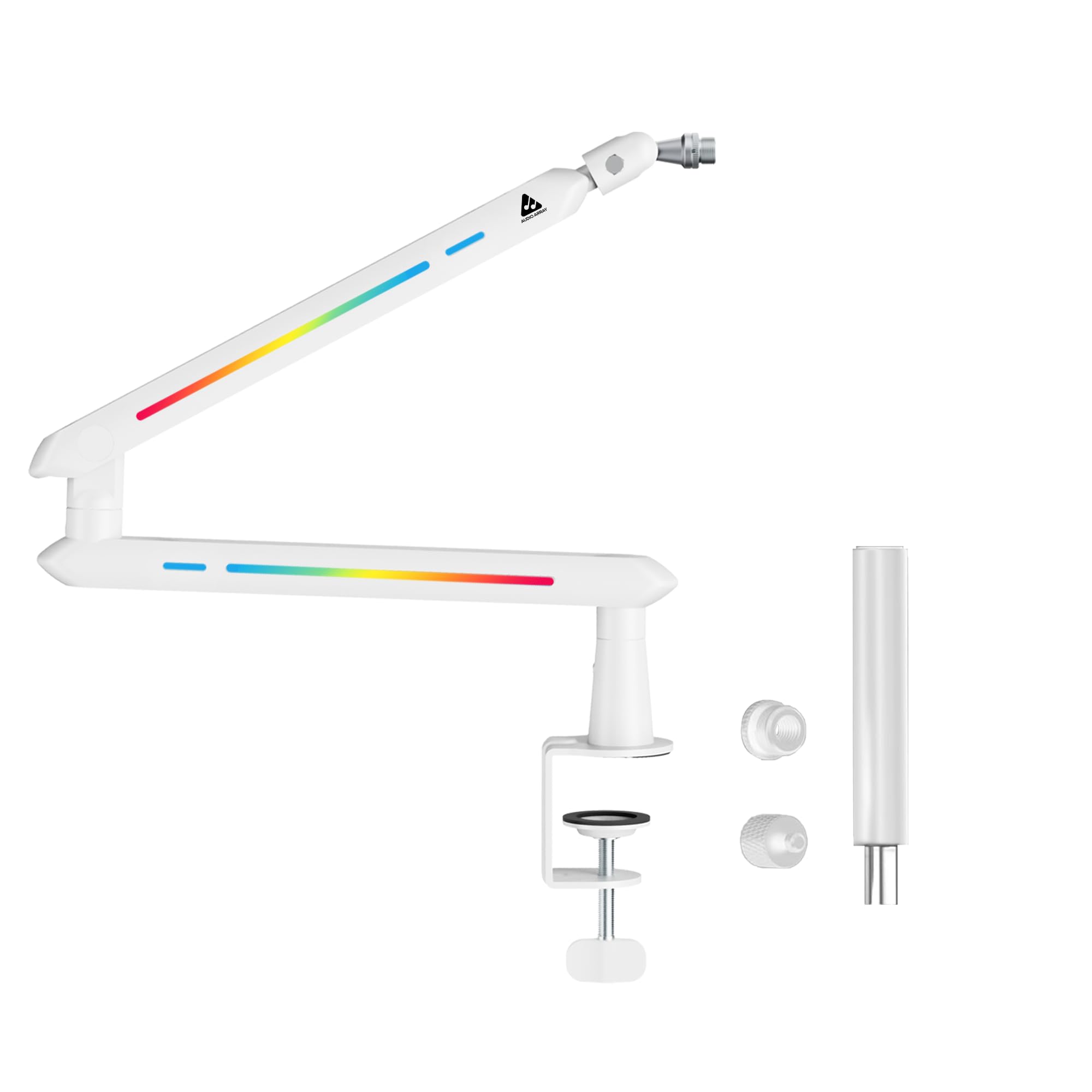 Audio Array Aa-19Wl Rgb Low Profile Boomarm Stand With Riser | 71Cm Reach & 20 Rgb Lighting Effects & Built-In Cable Management 