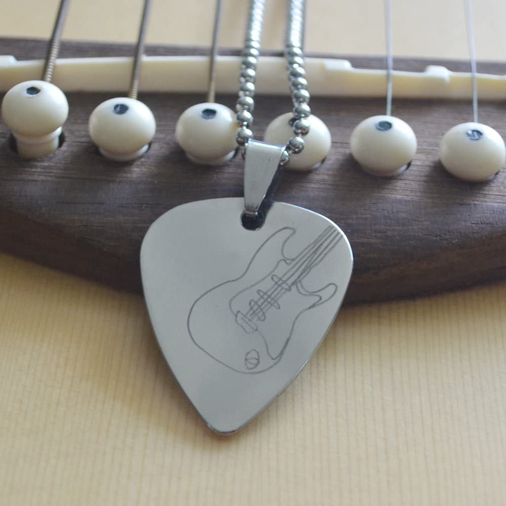 Guitar Pick Necklace , Stainless Steel Guitar Picks, Music Note Pendant Jewelry, Guitar Picks Plectrum, Guitar Accessories For M