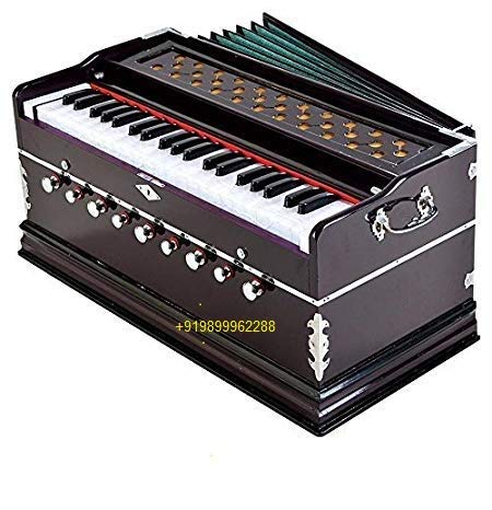Decora Emporium Musicals 9 Stopper, Bellow 42 Key 2 Reed Bass Male Kapler Harmonium With Cover (Natural)
