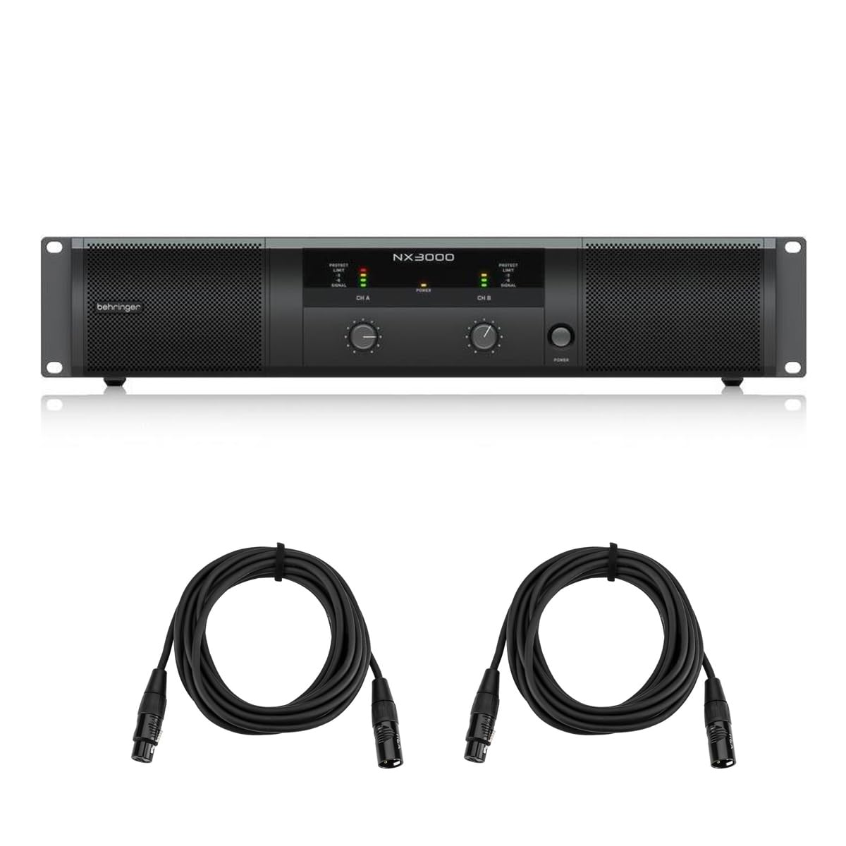 Behringer NX3000 3000W Ultra-Lightweight Class-D Power Amplifier, Bundle with 2x 15 XLR Cable