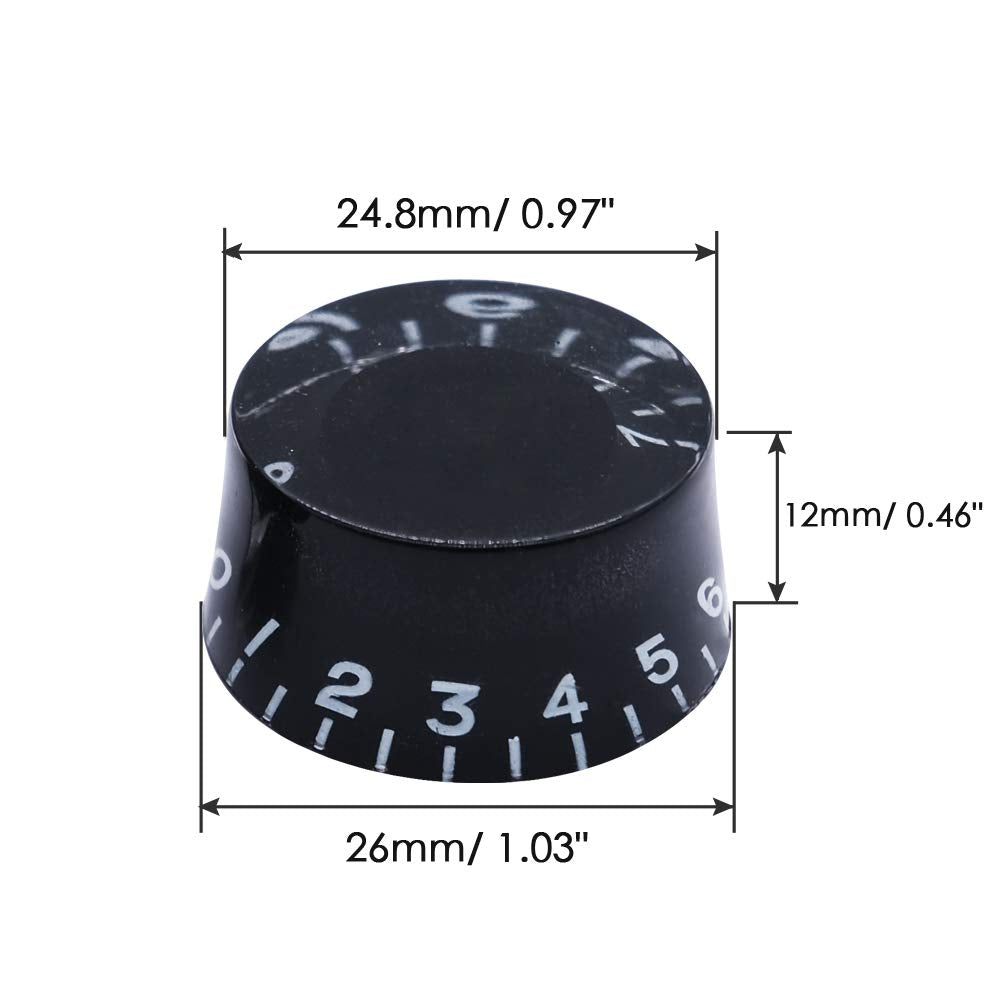 mxuteuk 4pcs Black Guitar Knobs Electric Bass Top Hat Knobs Speed Volume Tone AMP Effect Pedal Control Knobs KNOB-S3