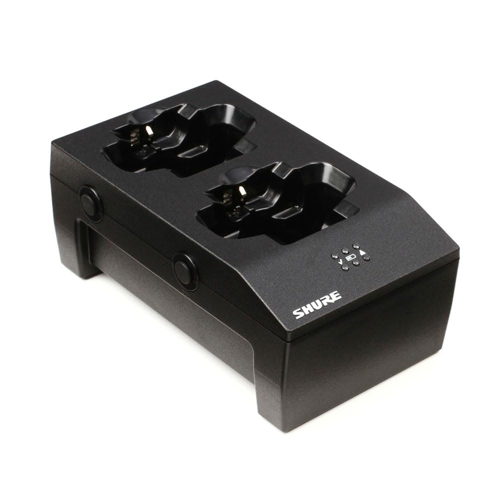 Shure Sbc200-Us Dual Docking Charger With Ps45Us Power Supply, Recharging Station Charges Sb900A Batteries In-Or-Out Of Transmit