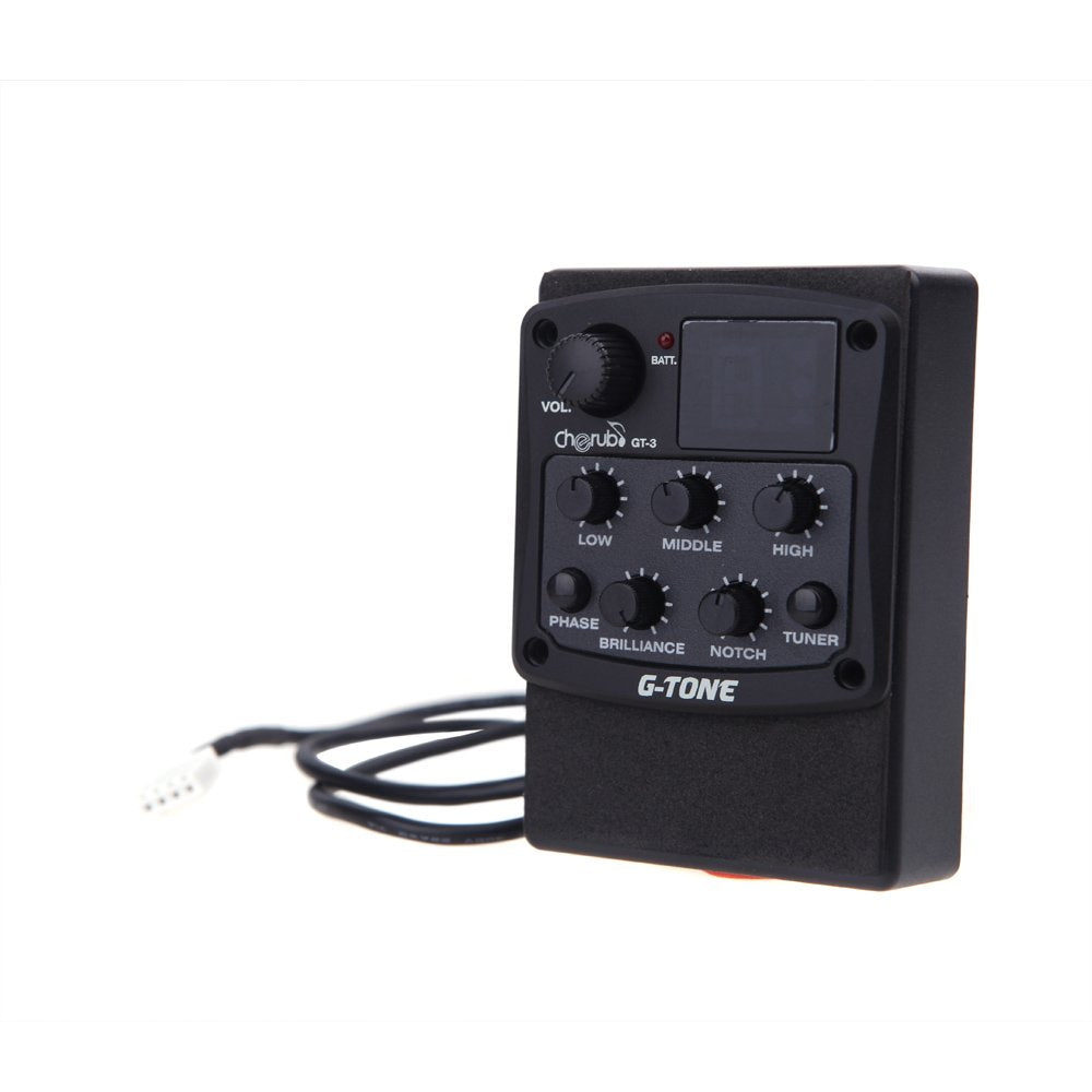 Cherub G-Tone 3-Band Eq Equalizer Acoustic Guitar Preamp Piezo Pickup Lcd Tuner