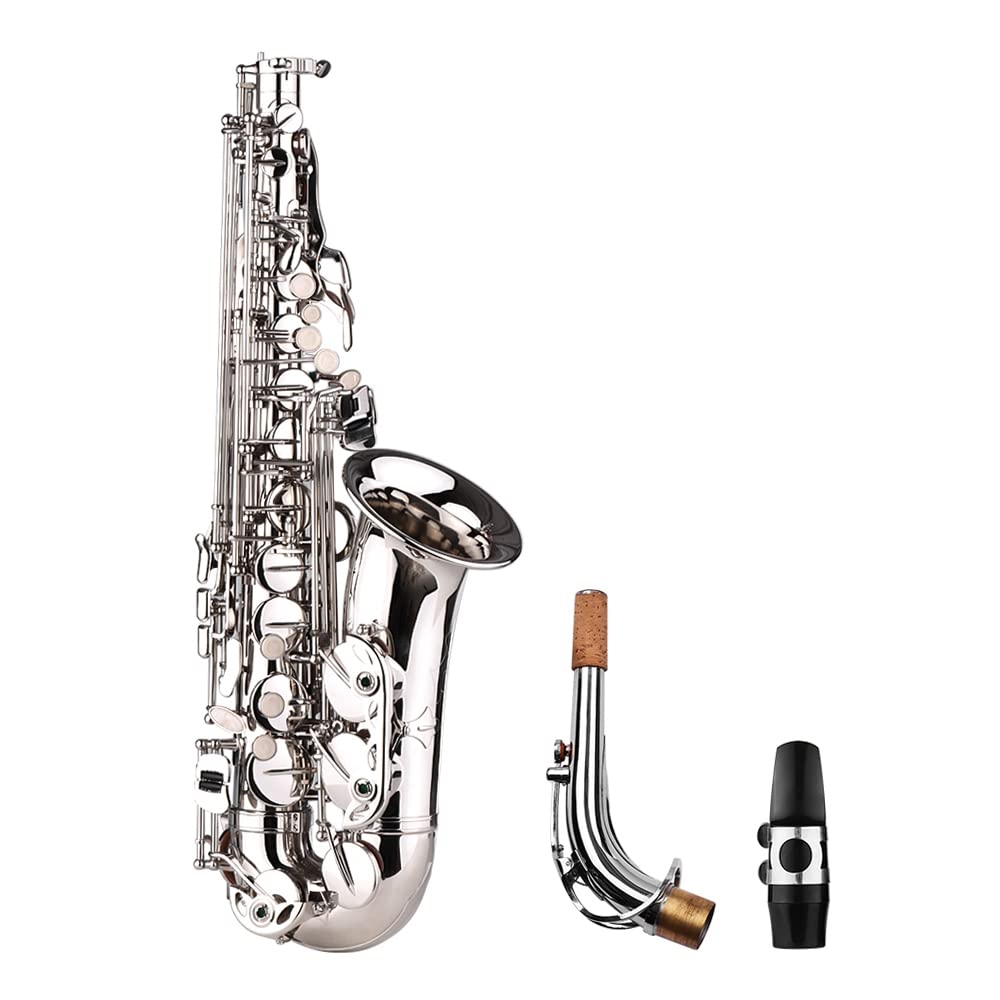 Btuty Saxophone Sax Eb Be Alto E Flat Brass Carved Pattern on Surface Plastic Mouthpiece Exquisite with Gloves Cleaning Cloth Br