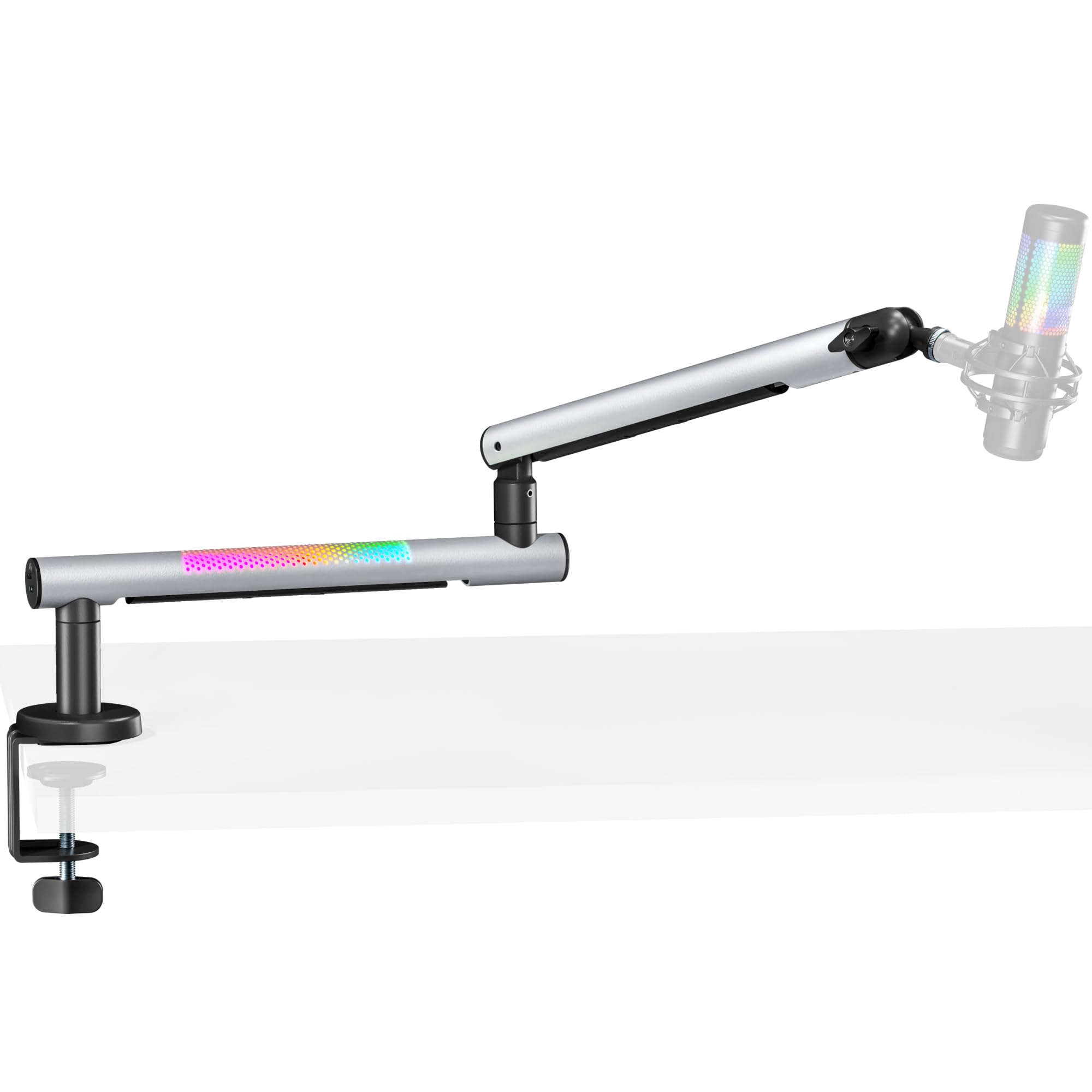 ARES WING Aluminum Low Profile Mic Arm with RGB Light, Adjustable Microphone Boom Arm with 4.4 lbs Load Capacity, 3/8    to 5/8 
