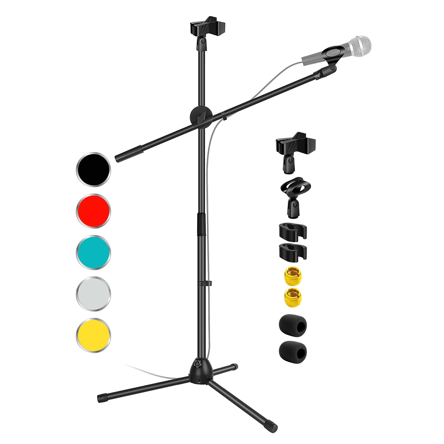 5 Core Tripod Mic Stand Floor Adjustable 31 To 76 Inches Boom Arm Holder Microphone Stands 360 Degree Rotating + Dual Mic Ms Dbl