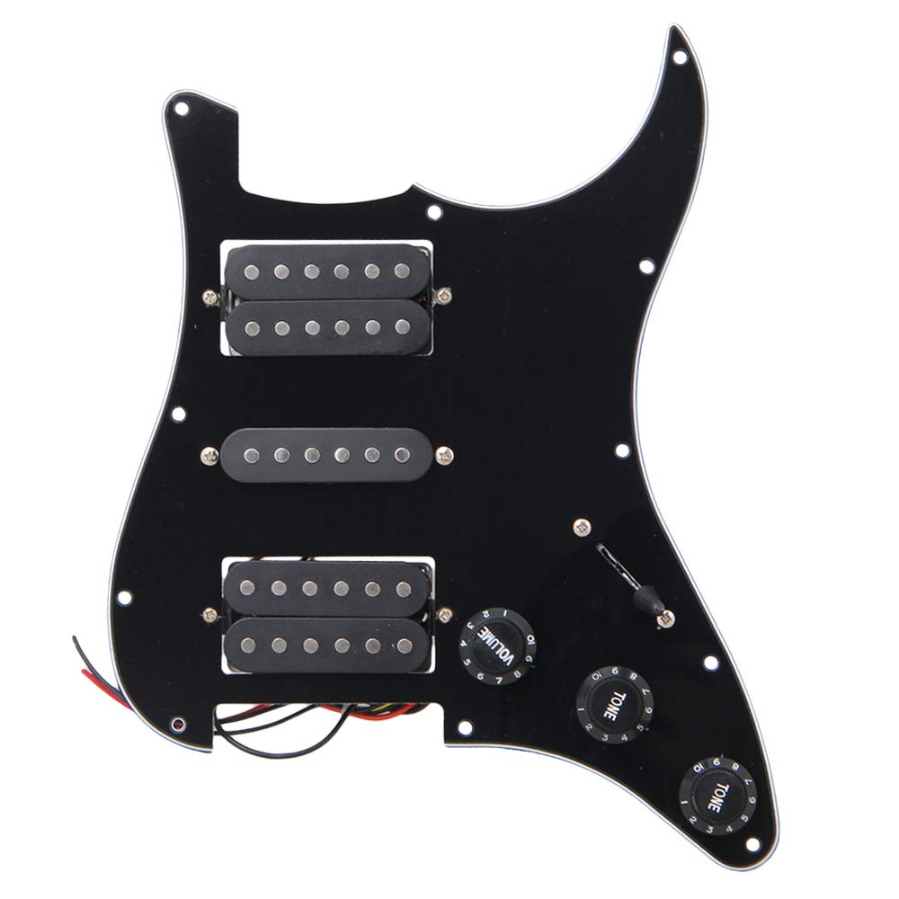 Logyues Loaded Prewired Pickguard Guard Plate With Hsh Preload Pickup For Electric Guitar (Black)