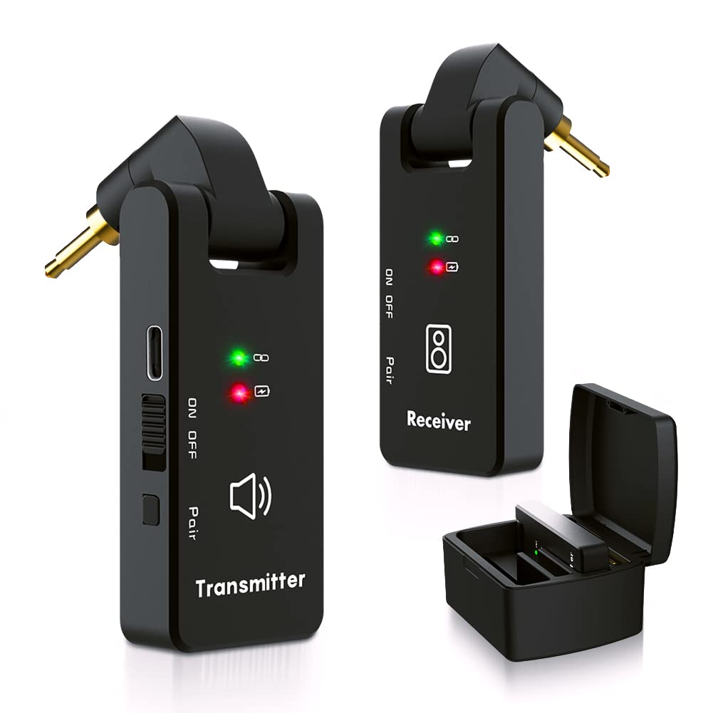 Careflection || Wireless Guitar System 2.4Ghz Transmitter Receiver 4 Channels With Audio Adapter And Recharging Case For Guitar 