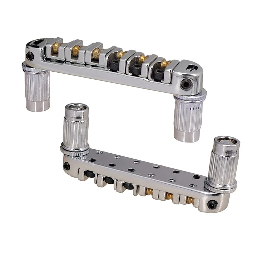 JD.Moon Roller Saddle Bridge ABR-1 Tune-o-matic Bridge Tailpiece Bridge For Les Paul Guitar (Chrome)