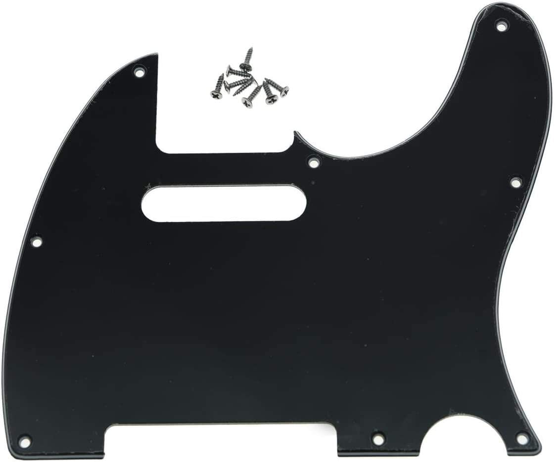 Dopro 8 Hole Tele Guitar Pickguard Scratch Plate Fits Usa/Mexican Fd Telecaster Black 3 Ply