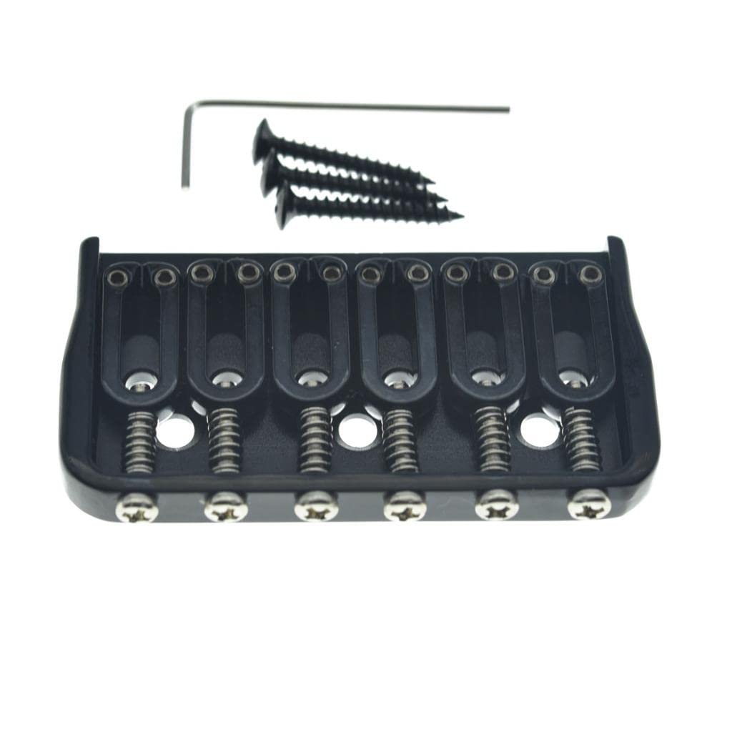 Kaish Black 6 String Guitar Fixed Bridge Electric Guitar Hardtail Bridge For Strat/Tele Guitars
