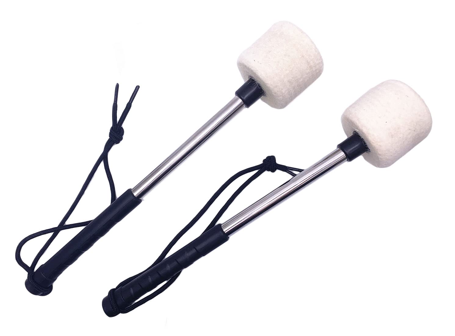 Jiayouy A Pair of Bass Drum Mallets Timpani Mallet Felt Mallets Sticks with Stainless Steel Handle Percussion Marching Band Acce