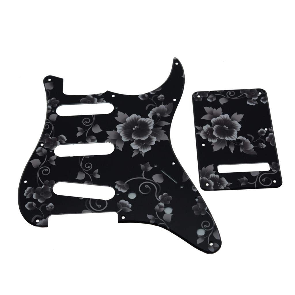 Dopro 11 Hole Strat Sss 3D Printed Plastic Pickguard St Back Plate Trem Cover Fits Usa/Mexican Fd Strat Flower Pattern