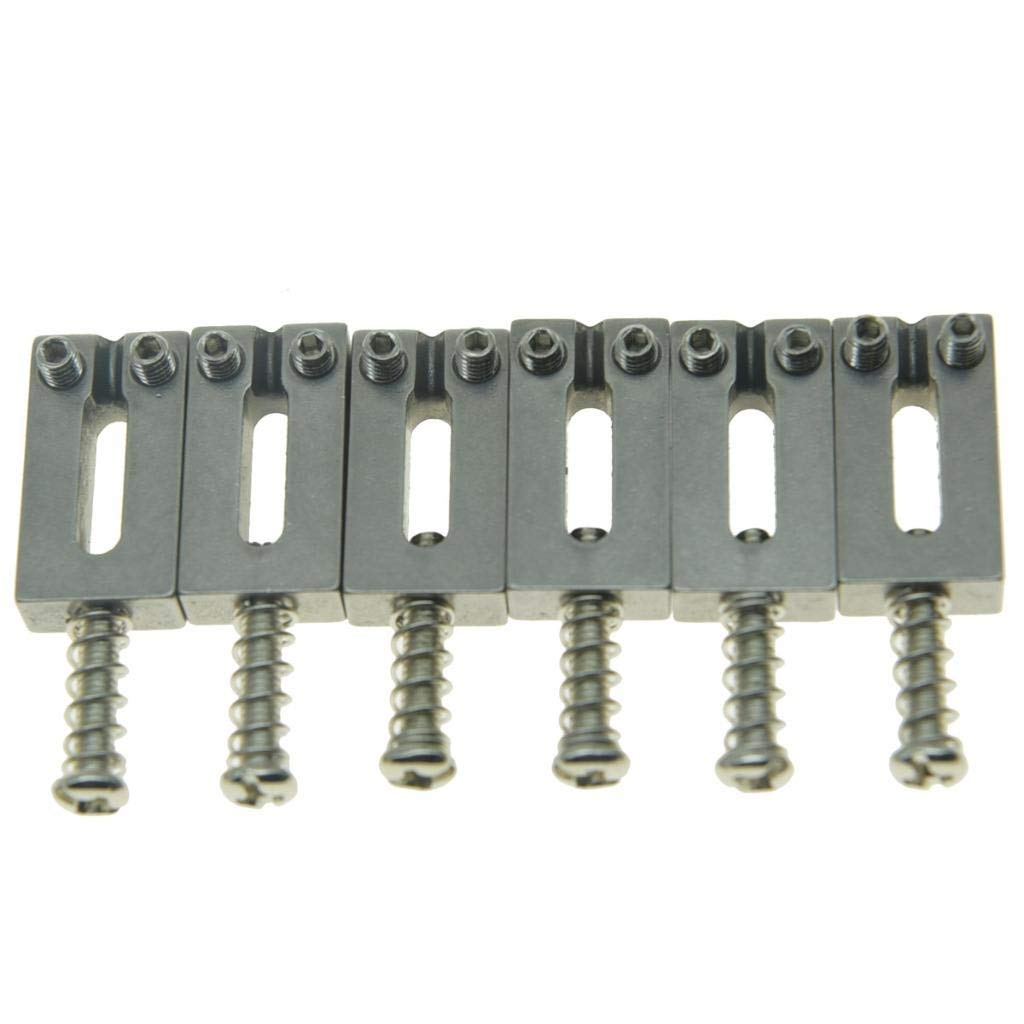 KAISH Set of 6 Stainless Steel Saddles Electric Guitar Bridge Saddle 10.8mm with Nickel Screws for Strat Tele Guitars