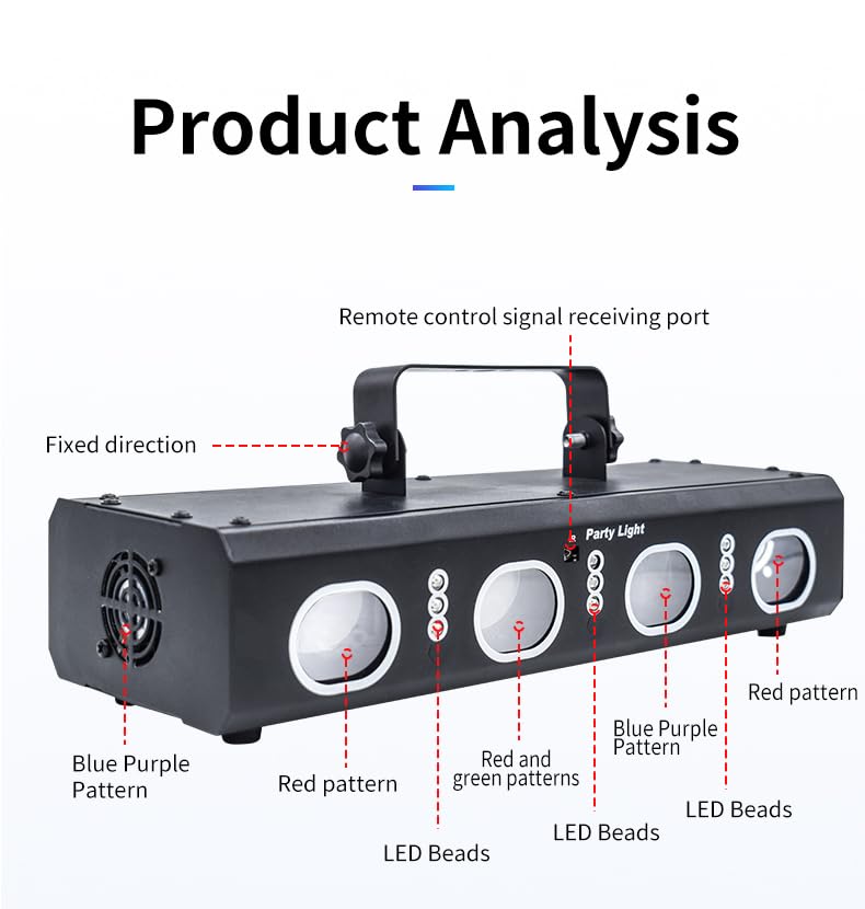 Party Lights DJ Disco Lights, 3D Effect Sound Sensing Laser Lights Flash Stage Lights Projector Home Show Christmas Halloween Pa