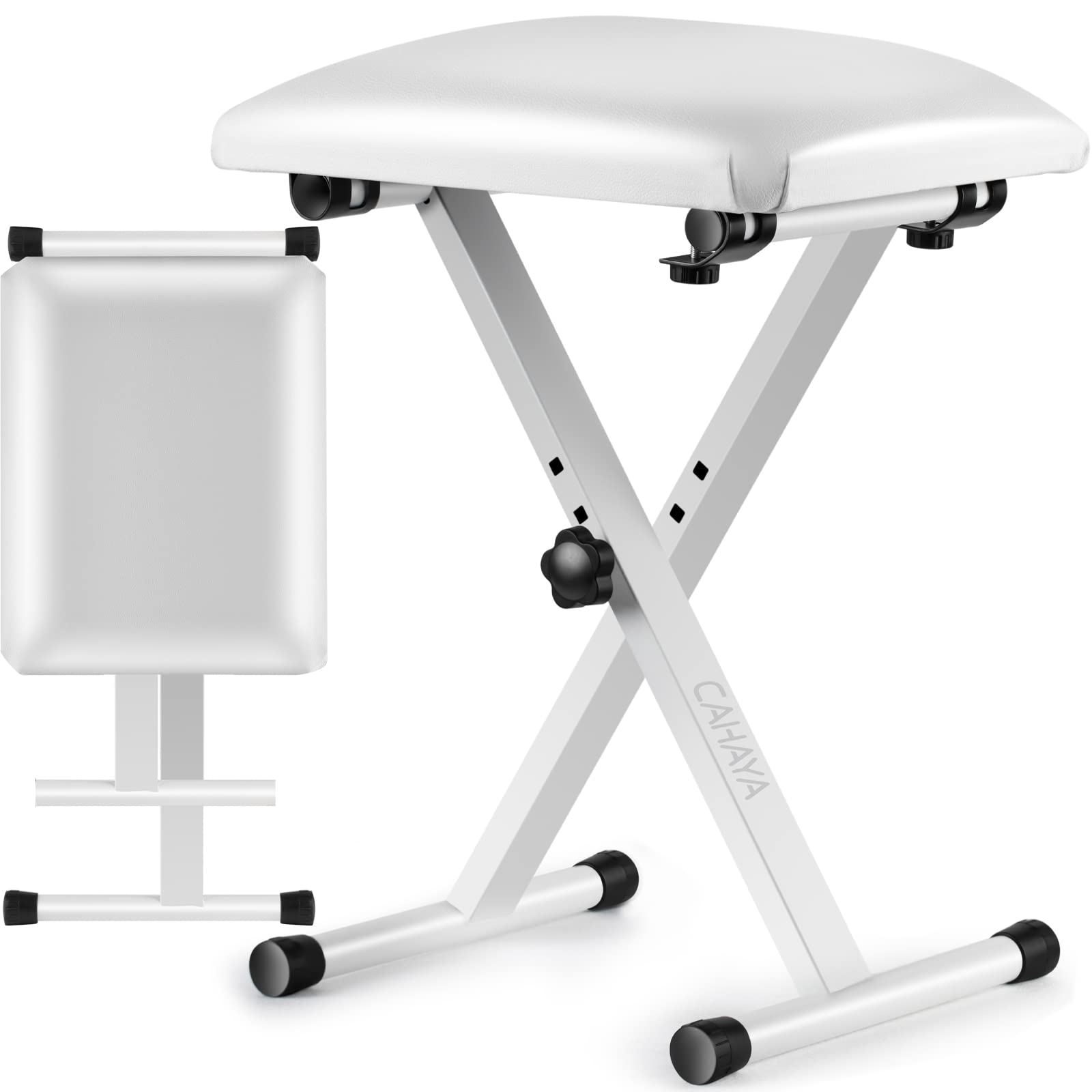 CAHAYA Piano Bench X-Style Adjustable Height Keyboard Bench Padded Keyboard Stool Chair Seat for Electronic Digital Keyboards Pi
