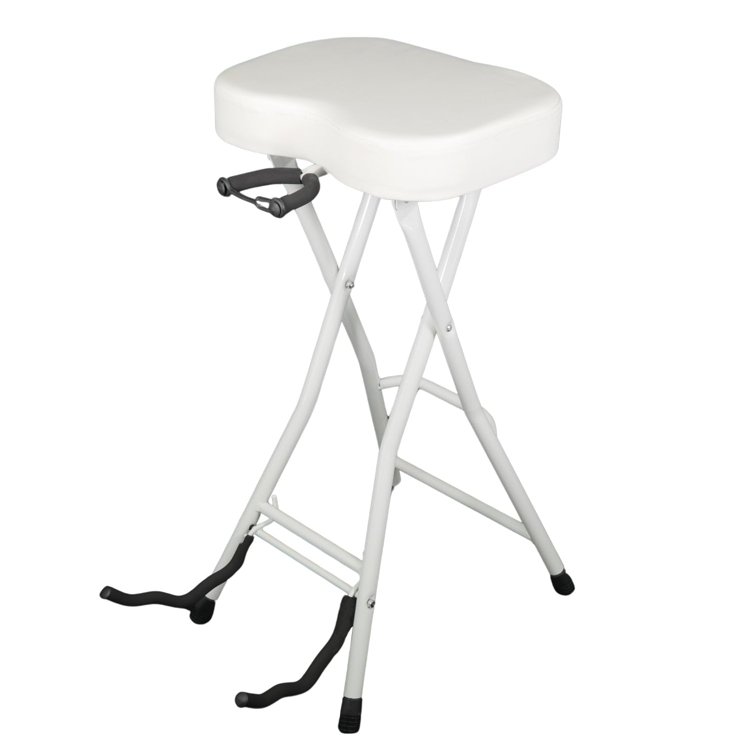 5 CORE Guitar Stool 3.15 Padded Chair Foldable Heavy Duty Music Seat w Foot Rest Built in Instrument Stand for Acoustic Electric