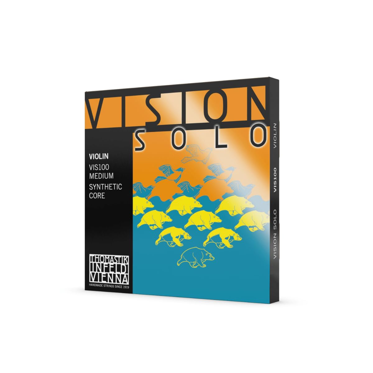 Thomastik Infeld Strings For Violin Vision Solo Set (Silver D) 4/4 Medium, Modern Synthetic Core, Wound, VIS101