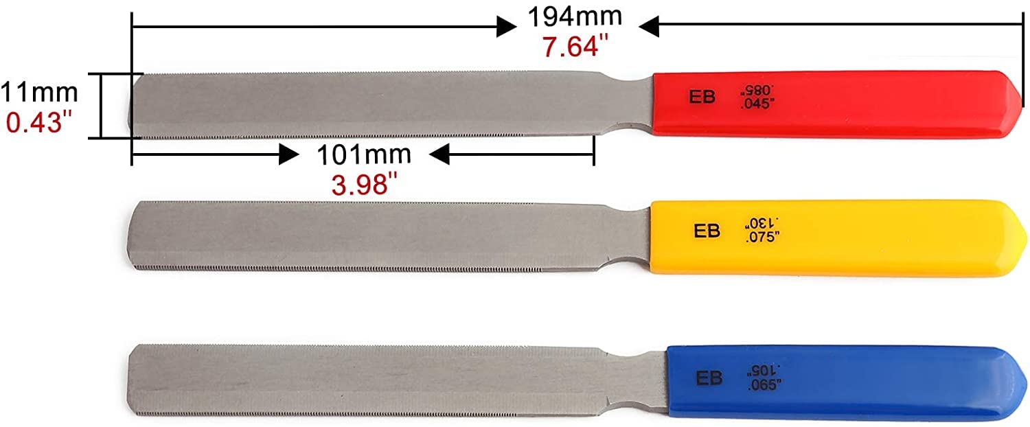 BAIYUXING Electric Guitar files 3pcs,Acoustic Guitar file 3pcs,Bass Guitar flies 3pcs,Tapered Nut Files Double Edge Nut Slotting
