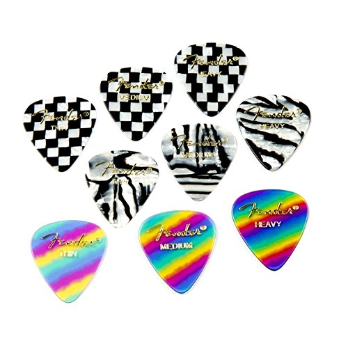Fender Graphic Guitar Picks 351 Shape, Checker, Medium, 12-Pack
