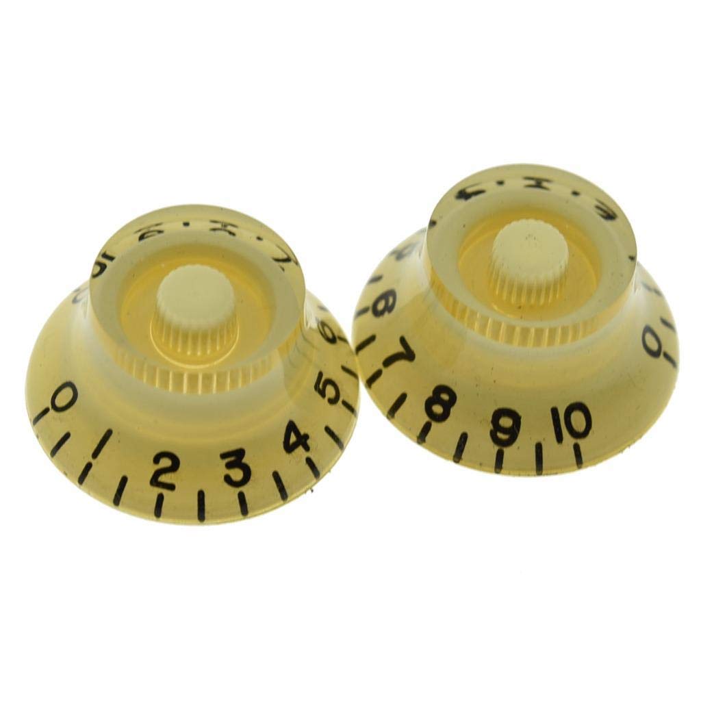 Dopro 2Pcs Usa(Imperial) Lp Guitar Bell Knobs 24 Fine Splines Top Hat Knobs For Usa Les Paul With Cts Pots Cream
