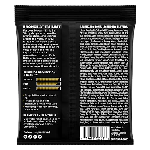 Ernie Ball Light Aluminum Bronze Acoustic Guitar Strings, 11-52 Gauge (P02568)