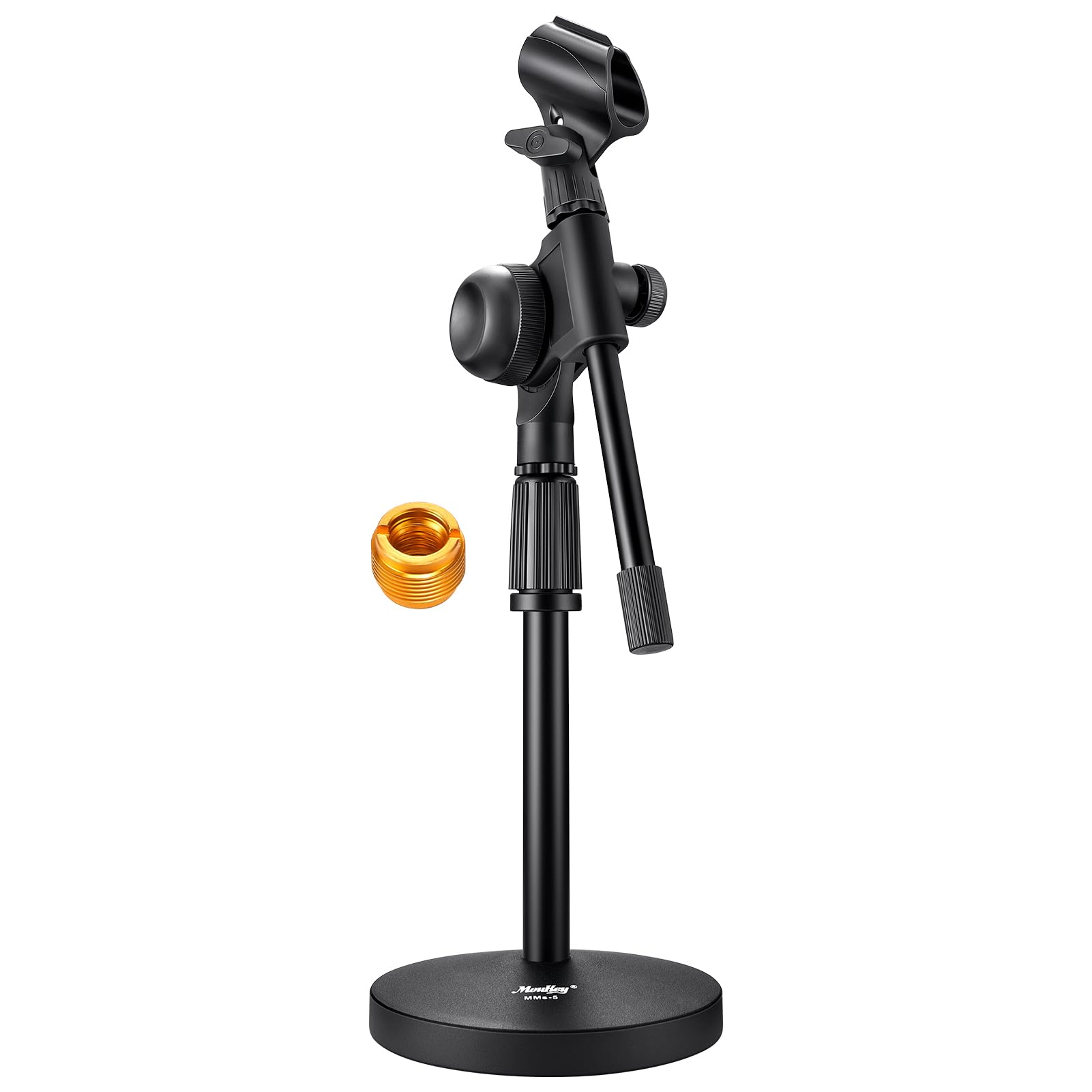Moukey Boom Mic Stand Desk Adjustable Desktop Microphone Stand With Non-Slip Mic Clip, Short Table Mic Stand With Gear Fixing, B
