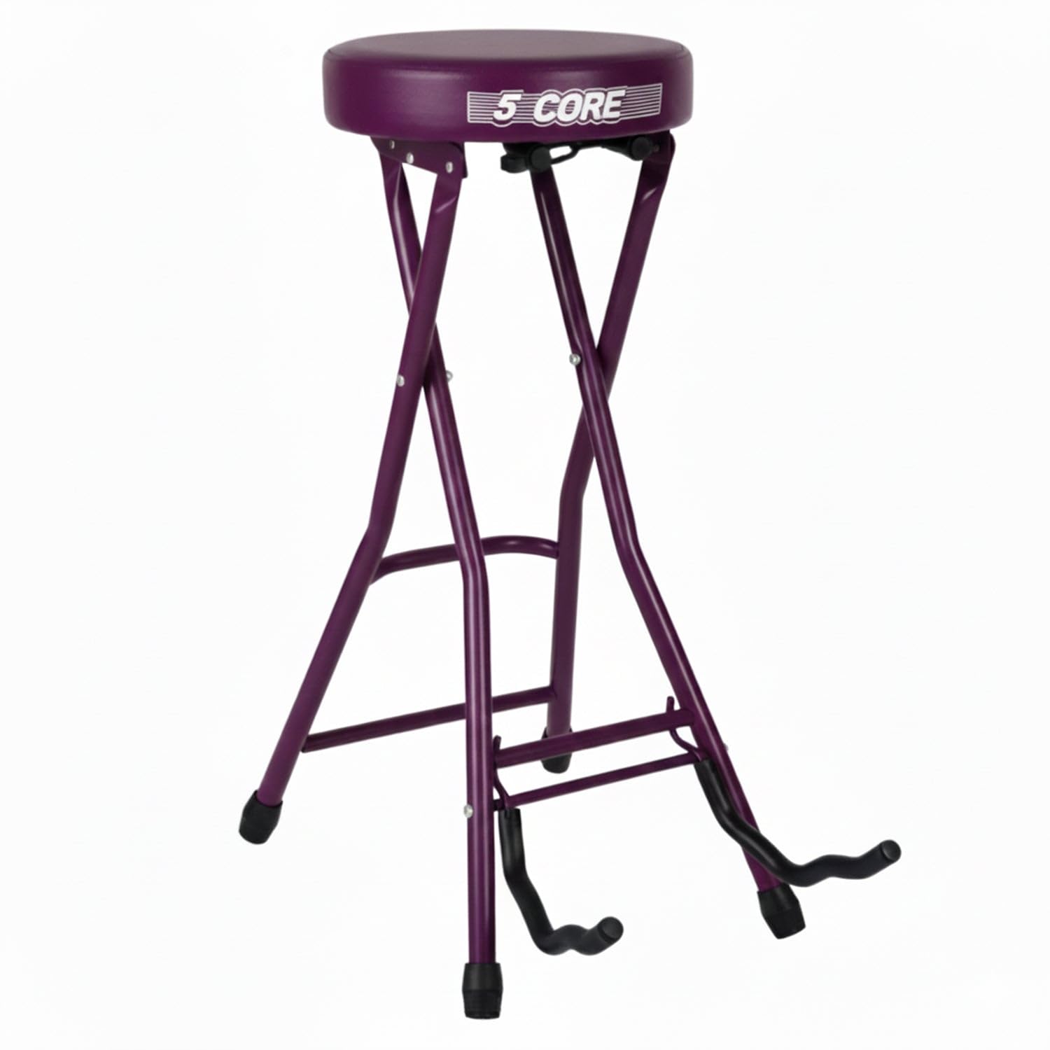 5 CORE Guitar Stool with Guitar Stand Foot Rest Portable Folding Chair with Thick Padded 3.15 Seat and Non Slip Rubber Feet for 