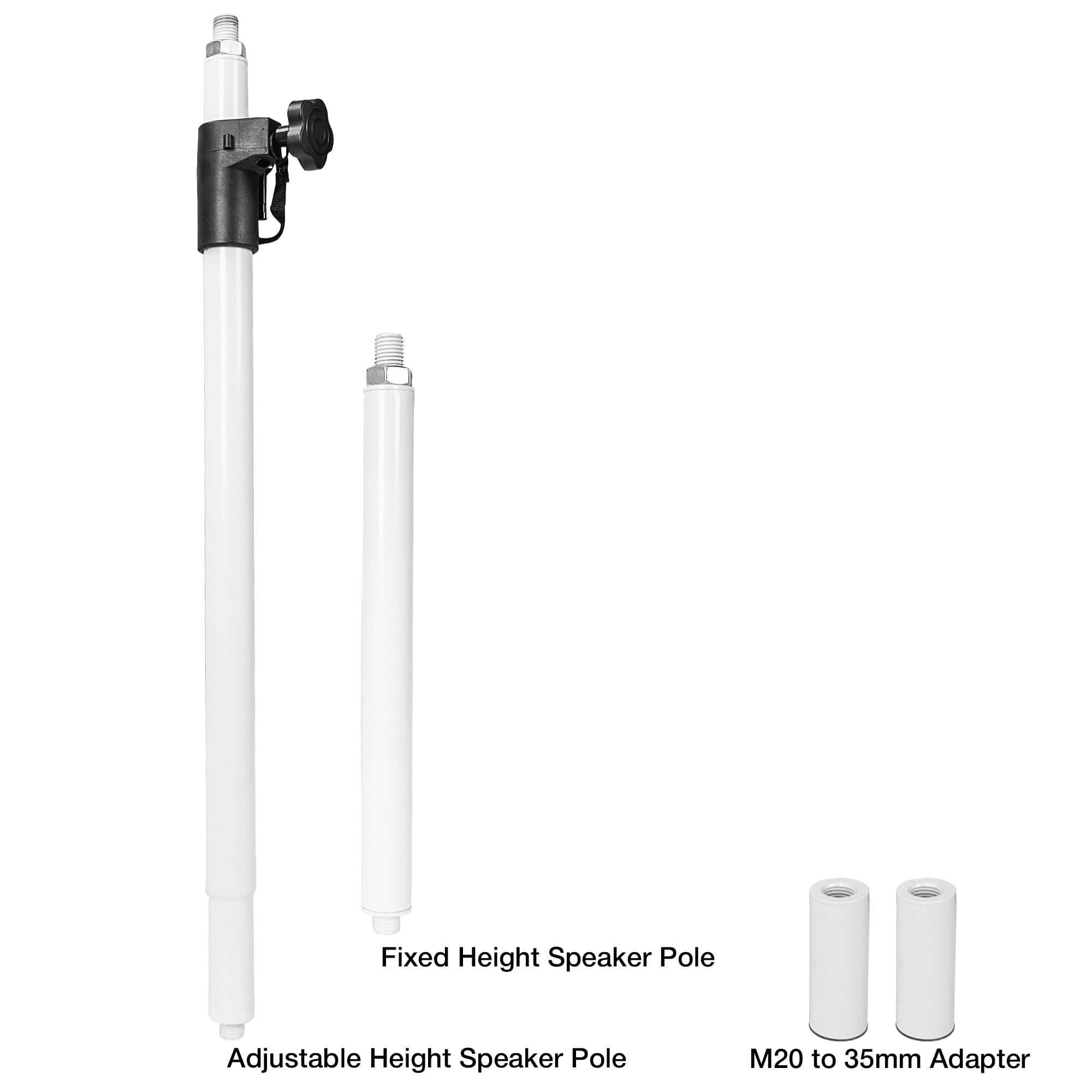 Sound Town Speaker Pole Set, 29''-48'' Adjustable Height Subwoofer/Speaker Pole and 14'' Fixed Height Extended Pole with M20 & 3