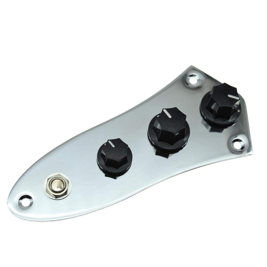 KAISH Fully Loaded Control Plate Pre-Wired Control Plate with Wiring Harness for Jazz J Bass Chrome