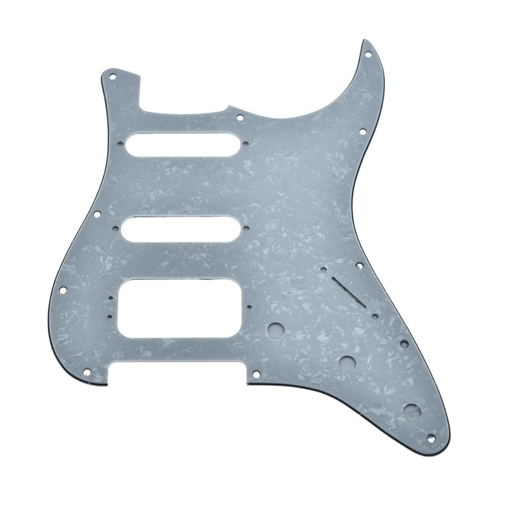 Dopro 11-Hole Strat HSS Guitar Pickguard 3-Screw Humbucking Pickup Mount for American FD Stratocaster White Pearl