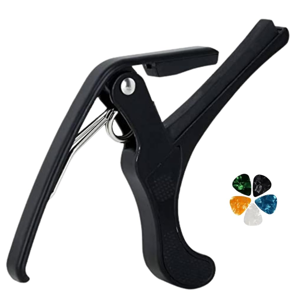 Device Of Urban Infotech Guitar Capo For Acoustic And Electric Guitar With 5 Colorful Picks  Quick Change Clamp Capo For Guitar 