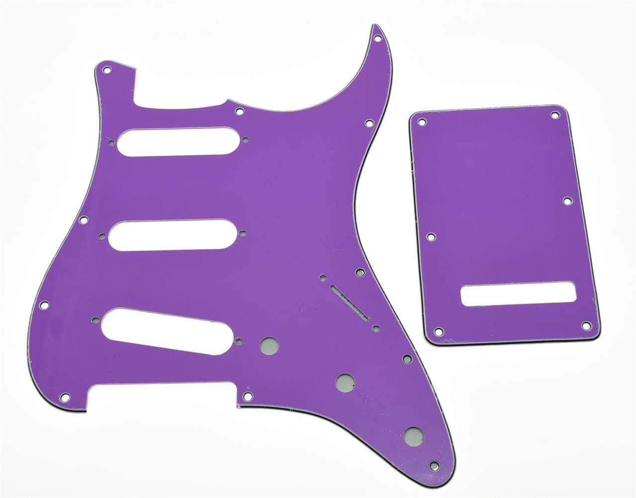 Dopro 11 Hole Strat SSS Pickguard ST Back Plate Trem Cover for USA/Mexican FD Strat Purple 3 Ply