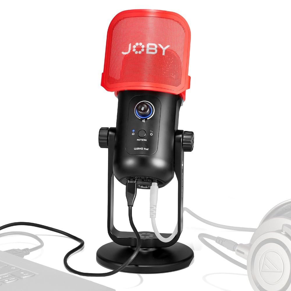 Joby Wavo POD USB Condenser PC Microphone for Streaming, Podcasting, Mute and Gain Controls, Live Monitoring, Plug & Play for PC