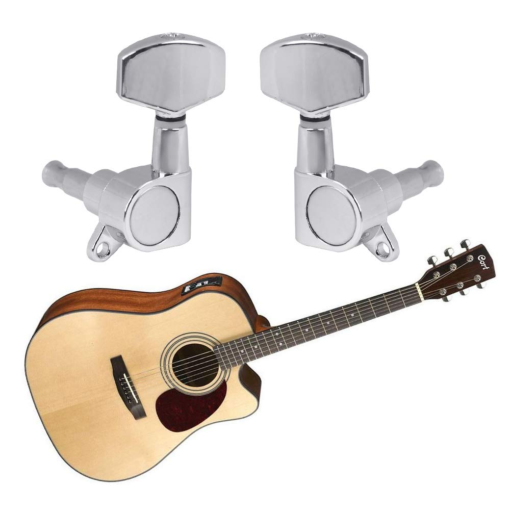 TIMESETL 6 Pieces Guitar Machine Heads Knobs Guitar String Tuning Pegs Machine Head Tuners for Electric or Acoustic Guitar (3 Le