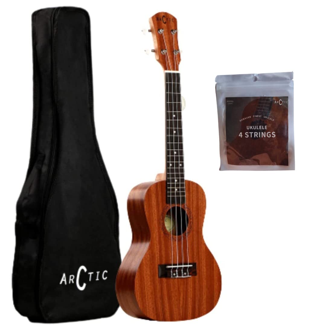Arctic Soprano Ukulele 24 Inch For Beginners Mahogany Wooden Ukulele With Nylon Strings, Tuning Pegs & Fingerboard (24 Spl)