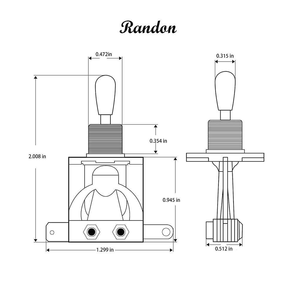 Randon 3 Way Short Straight Guitar Toggle Switch Pickup Selector with Tip Knob Caps Compatible with Gibson Toggle Les Paul Elect