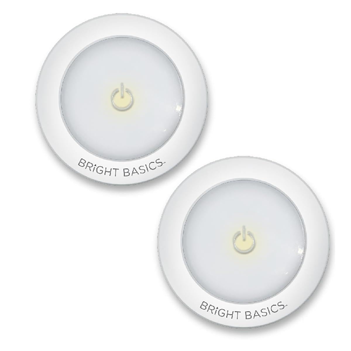 Bright Basics Wireless LED Puck Lights, White, Battery Operated, 2 Pack
