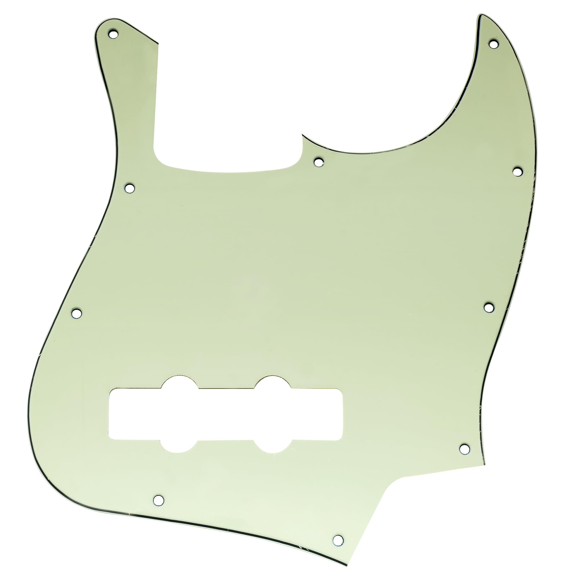 Musiclily 10 Hole JB Bass Pickguard for Fender US/Mexico Made Standard Jazz Bass, 3Ply Mint Green