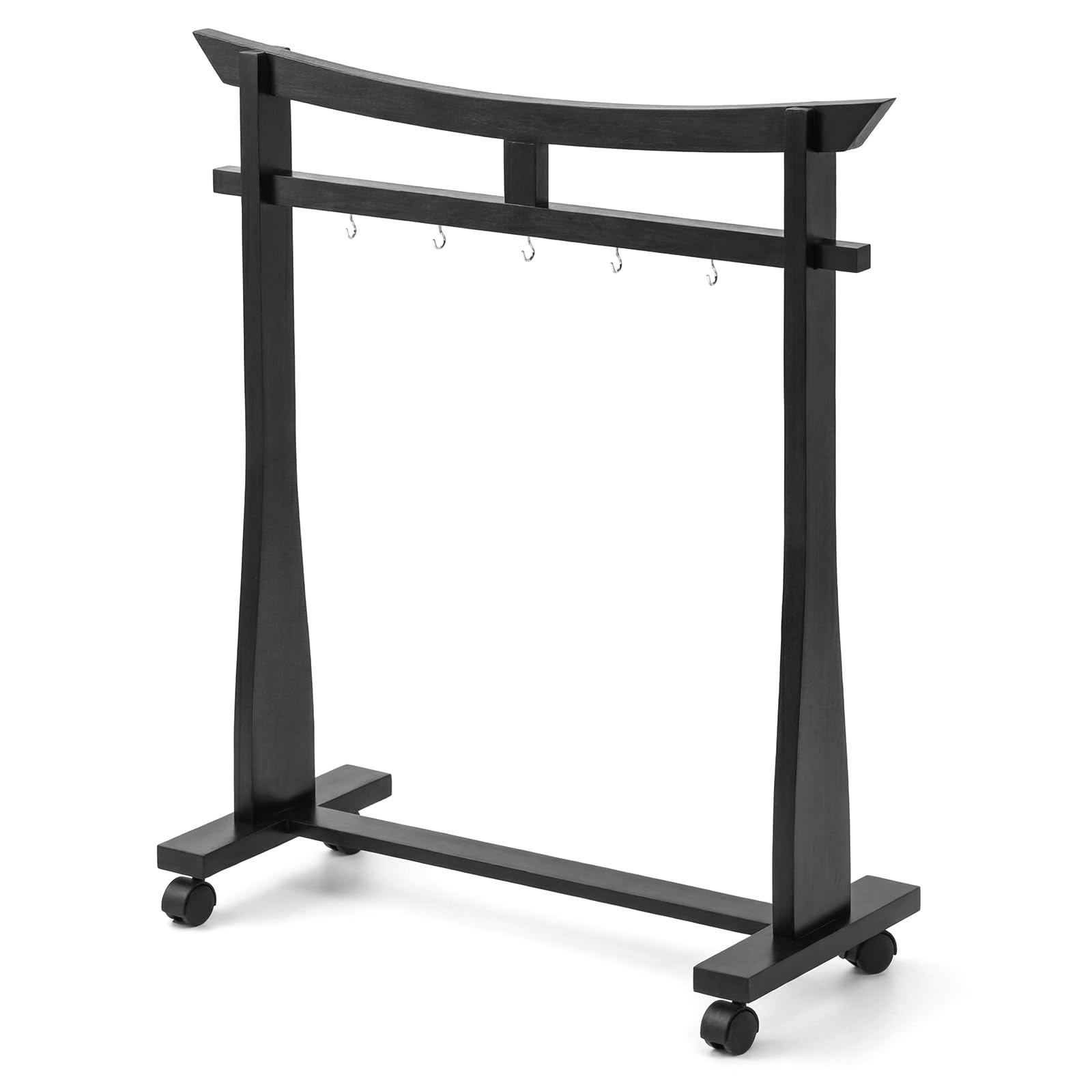 Ripeng Gong Chimes Wood Stand for 14 to 22 Gongs with Base for 1 Gong Wood Drum Stand with Brake Pulley for Sound Therapy and Me
