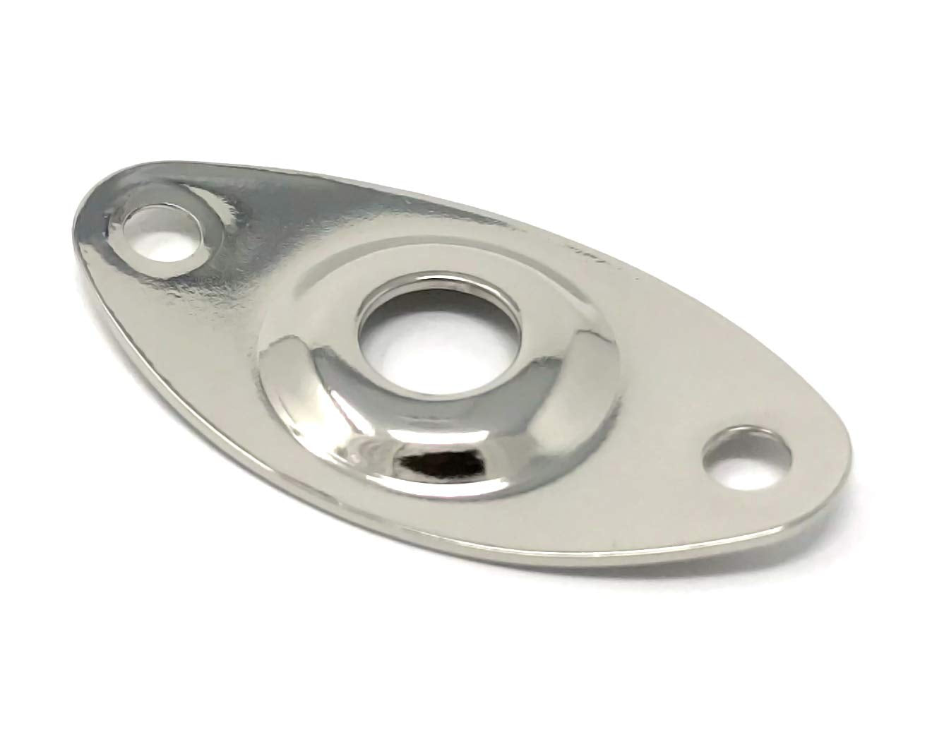 Vintage Forge Nickel Oval Jack Plate for Guitar and Bass with Screws Curved Metal Indented Football Shape JPF20-NKL