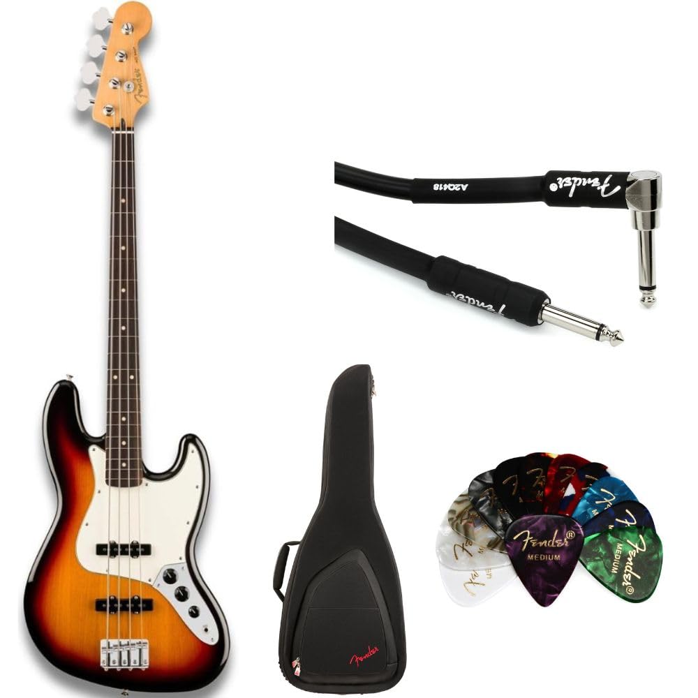 Fender Player Ii Jazz Bass 3-Color Sunburst With Rosewood Fingerboard Bundle With Fender Fb620 Electric Bass Gig Bag Black, Clas