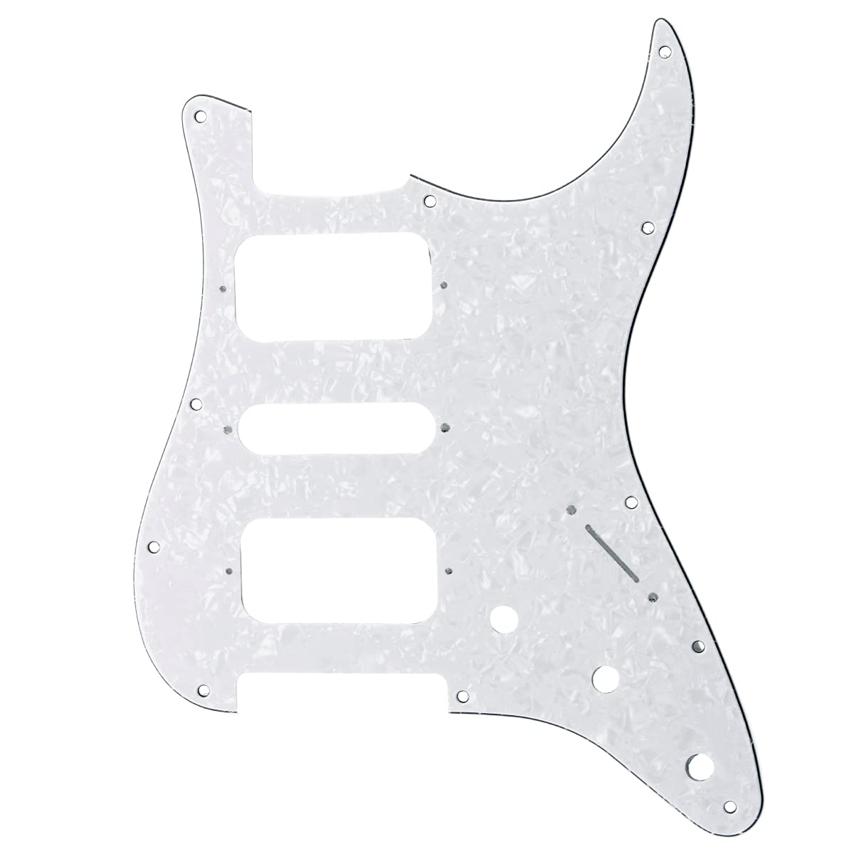 Musiclily Pro 11 Holes Round Corner Hsh Strat Pickguard For American/Mexican Fender Standard Stratocaster Electric Guitar, 4Ply