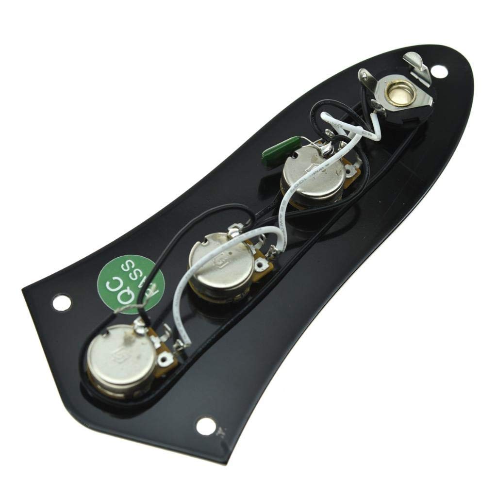 KAISH Fully Loaded Control Plate Pre-Wired Control Plate with Wiring Harness for Jazz J Bass Black